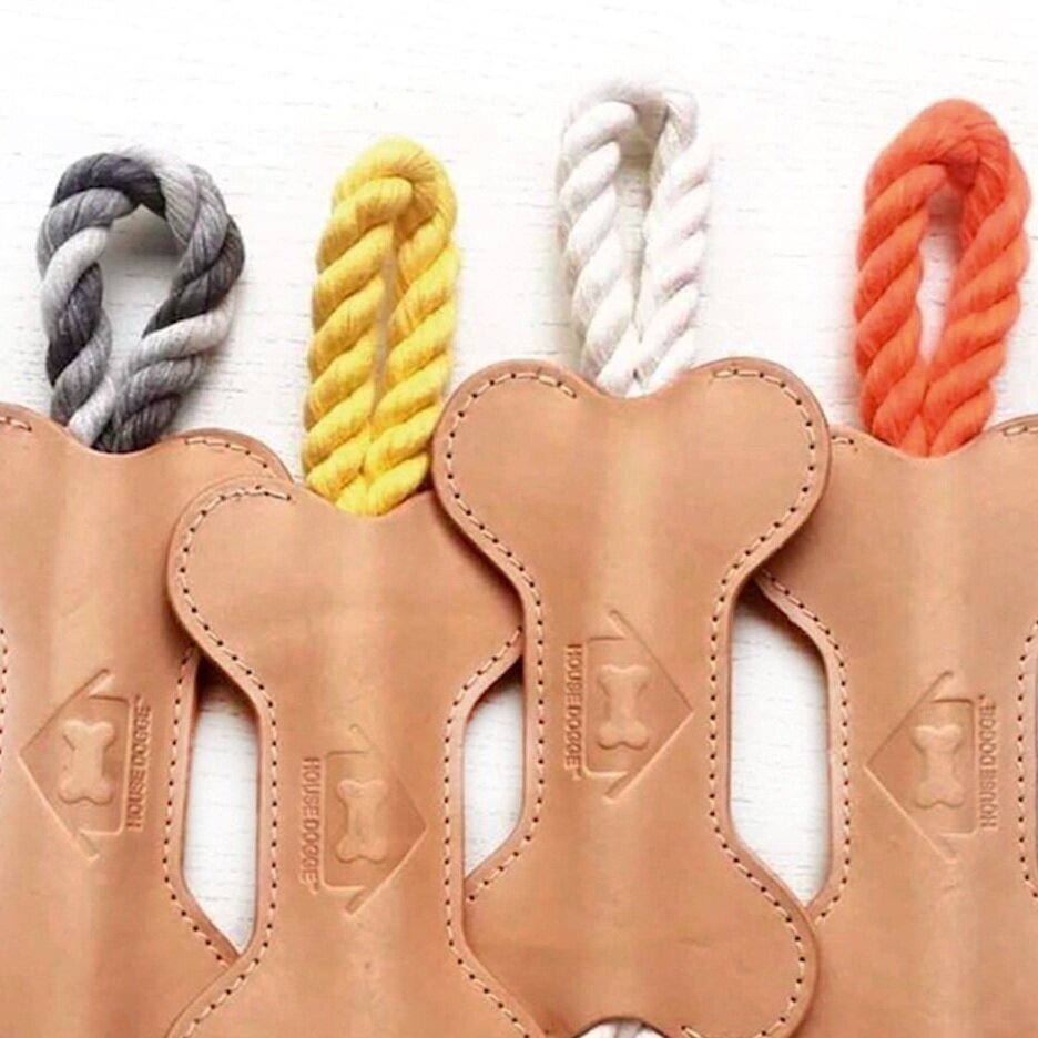 leather tug toy in assorted colors