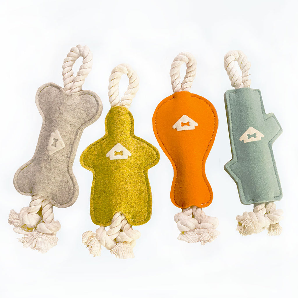 dog toys in assorted colors
