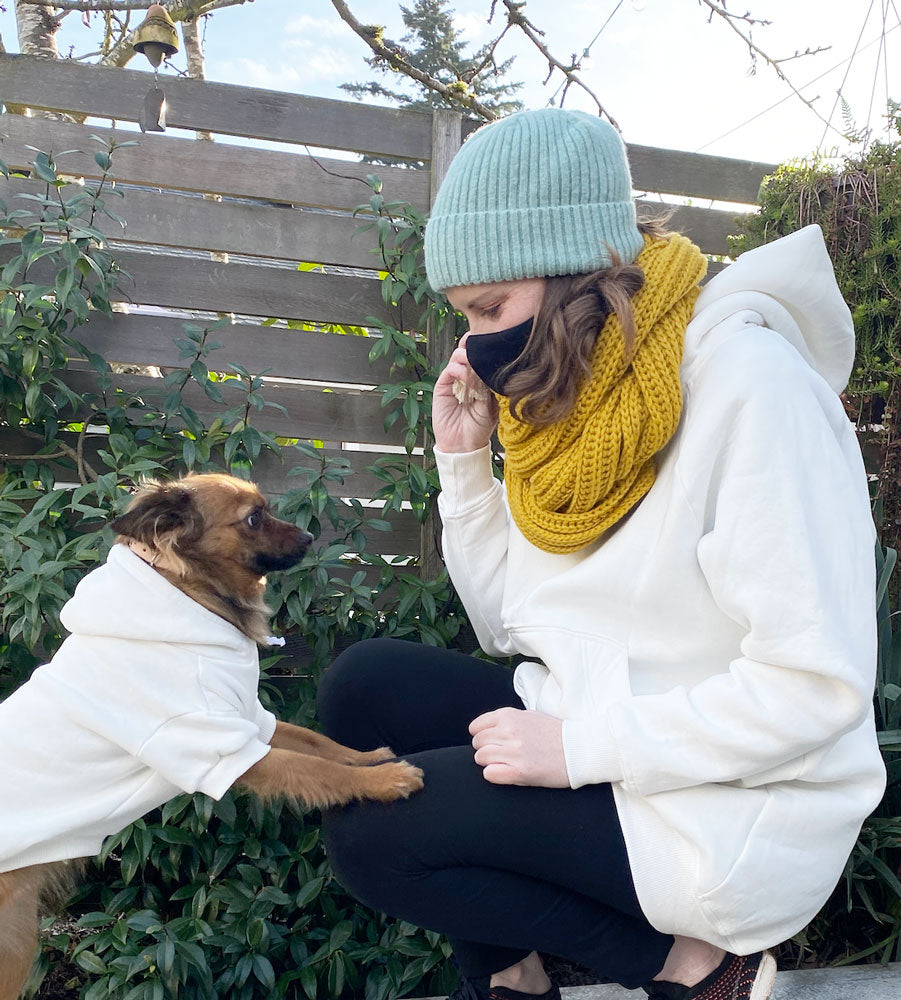 People's Unisex Hoodie in cream, with dog