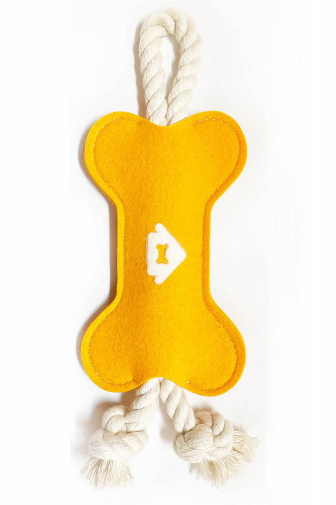 cake batter yellow colored wool dog toy