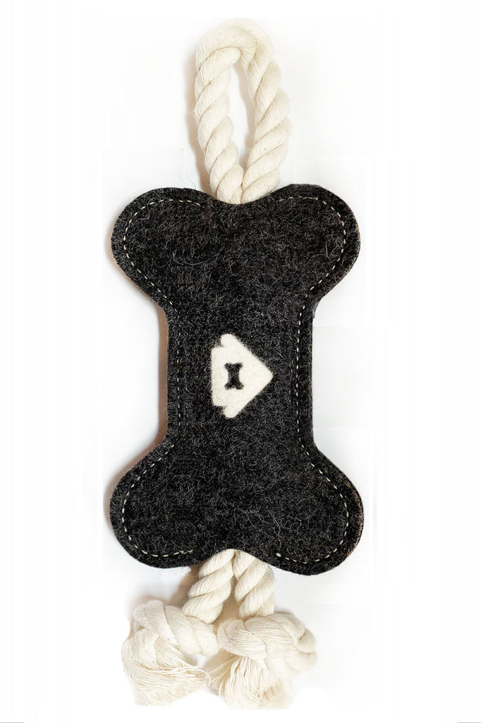 licorice colored wool dog toy
