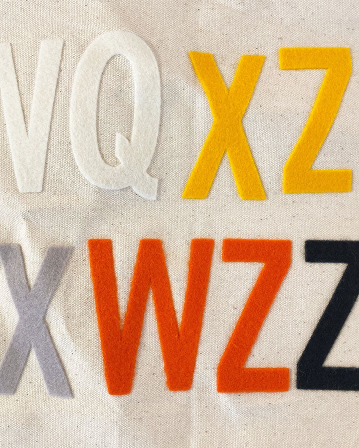 wool lettering detail